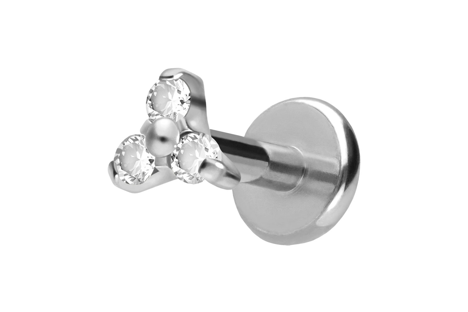 Titan Labret Piercing mit Push Fit KRISTALLBLUME